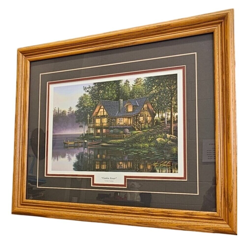 Kim Norlien "Cabin Fever" Framed Art Print Oak Frame Signed